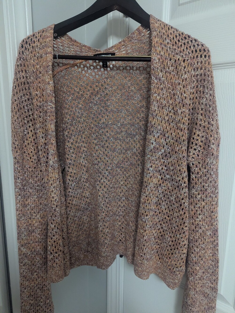 Express Open-Front Knit Cardigan Sweater - Multi Beige